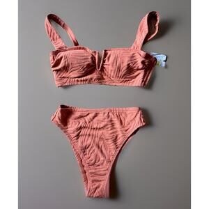 Shade And Shore Bikini Orange, XS Bottoms 34B Top Padded And Underwire